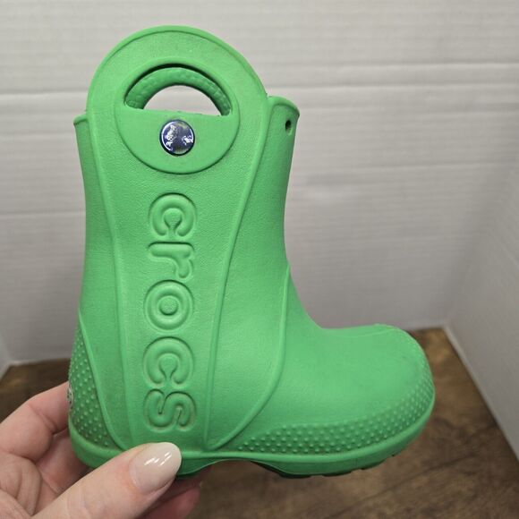Crocs Handle It Rain Boots Green Waterproof Slip On Kids Shoe Size C7 - Picture 2 of 5
